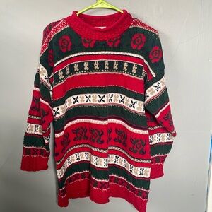 Vintage Express Tricot Women’s Large Oversized Holiday Style Sweater Grandma